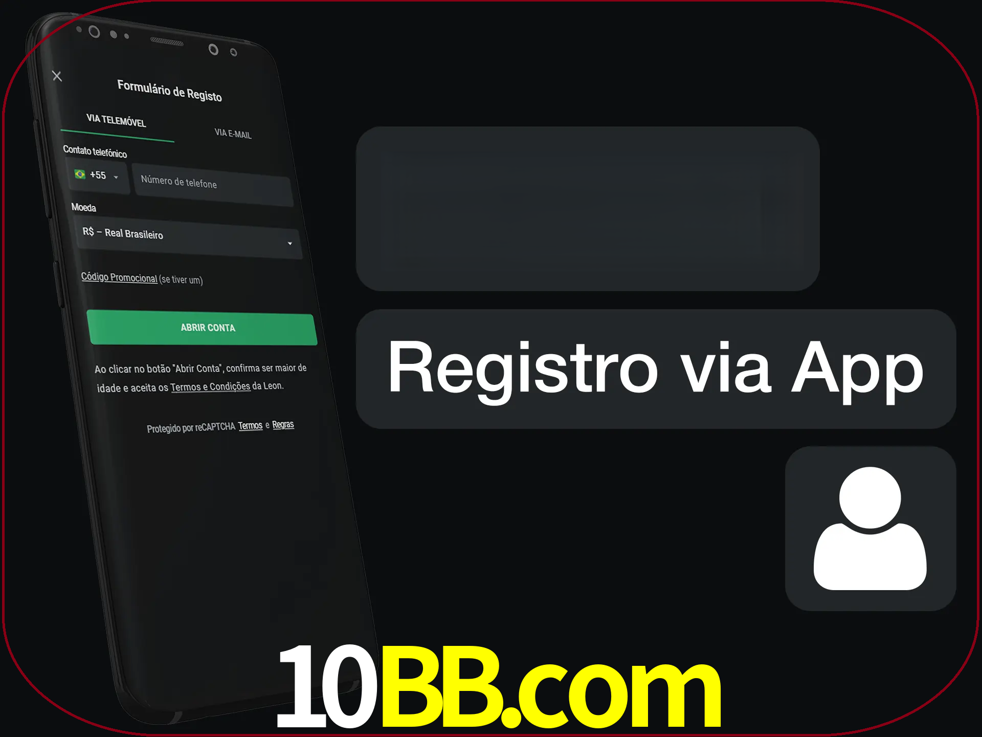 Registre-se com duas etapas usando o aplicativo.